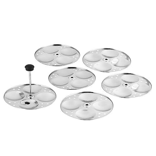 Vinod Stainless Steel Idli Pot/Idli Cooking Pot /6 Pcs Plates Induction Base Idly Maker Large /36 Cm (Makes Upto 24 Idli At A Time), Silver (36 X 23.5 X 23 Lxwxh), 1 Liter