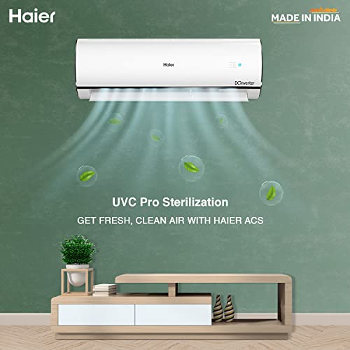 Haier 1.6 Ton 5 Star, WiFi, Inverter Split AC(Copper, Convertible 7 in 1 Cooling Modes, Antibacterial Filter, 2023 Model, HSU19U-PYFC5BE-INV, White)