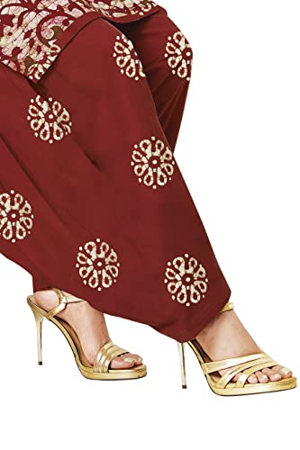 Miraan Cotton Printed Readymade Salwar Suit For Women (MIRAANSANBAT501L_Maroon_Large)