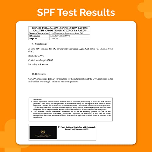 The Derma Co 1% Hyaluronic Sunscreen Aqua Ultra Light Gel with SPF 50 PA++++ For Broad Spectrum, UV A, UV B & Blue Light Protection - 50g(dermaco)