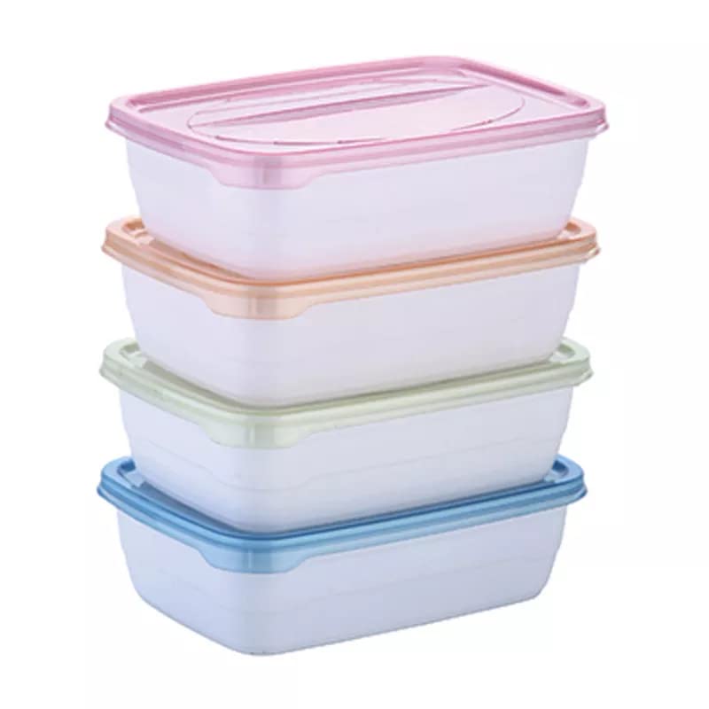 Dialust Rectangular Plastic Food Storage Container with Air Tight Lid Kitchen Container Meat Box Fridge and Freezer Storage Boxes Bowl - 225ml, 325ml, 650ml, 1250ml, 2200ml, 3500ml, 6 Pcs, Clear