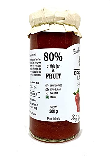 Orchard Lane Low Sugar Strawberry Jam - 80% Strawberries- No preservatives or colours- 280 grams, Bottle