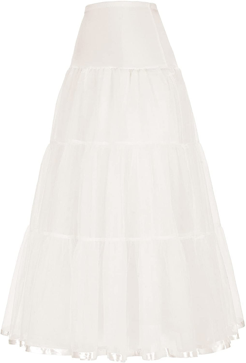 PINK WINGS Women's Ankle Length Cancan Underskirt Petticoats Hardnet (Large, White)