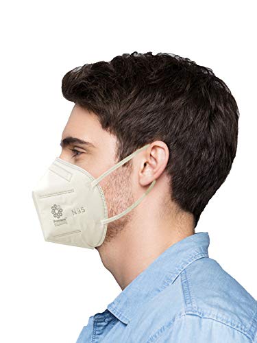 Promisca N95 Protective Face Mask, Ear Loop Style Protective 5 Layered Filtration with Melt Blown and Hot Air Cotton Layers (Pack of 5) without valve (Regular, Multicolour)