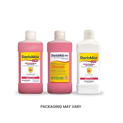 SterloMax 80% Ethanol-based Hand Rub Sanitizer and Disinfectant Liquid Alcohol, 500 ml -Pack of 2