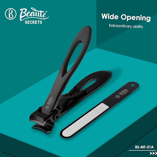 Beauté Secrets Luxury 15mm Wide Jaw Opening Nail Clippers for Thick Nails Fingernails and Toenails Clippers for Ingrown Toenails Oversized (Nail Clipper + Nail File)