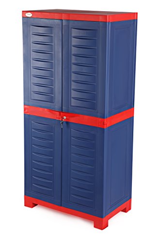 Supreme Fusion Multi Purpose Plastic Cupboard for Home (Medium Size, Coke Red & Blue)