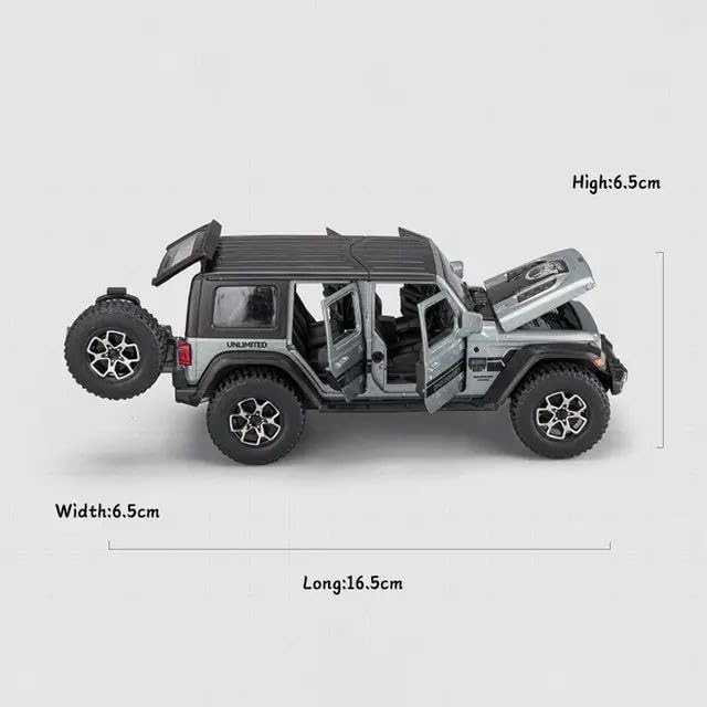 FEXXA 1:32 Scale Wrangler Rubicon Jeep Exclusive Alloy Metal Pull Back Die-cast Car Model with Sound Light Mini Auto Toy for Kids Metal Model Toy Car with Sound and Light?New Version? (Multicolor)