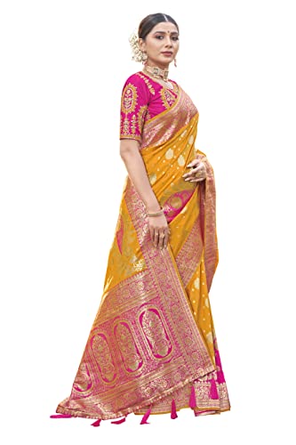 MANOHARI Most Trendy Banarasi Silk Woven Pattern Jacquard Saree for Women With Blouse Piece_MN1715