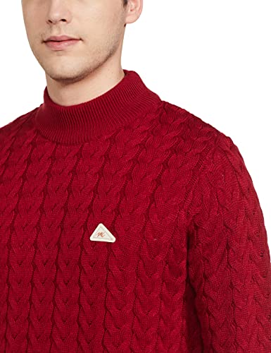 Monte Carlo Men's Pure Wool Classic Cardigan Sweater (1228121TN_Red_M)