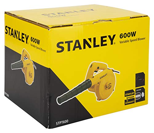 STANLEY STPT600 Blower for Clearing Away Dust Particles From Furniture, Cars, Windows & Other Rigid Surfaces, 600W Variable Speed, 1 Year Warranty (Yellow & Black)