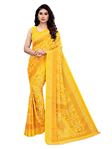 Satrani Women's Polyester Saree (2041ST572_Light Yellow)