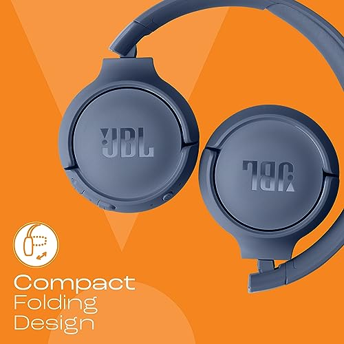 JBL Tune 520BT Wireless On Ear Headphones with Mic, Pure Bass Sound, Upto 57 Hrs Playtime, Speedcharge, Customizable Bass with Headphones App, Lightweight, Bluetooth 5.3 (Blue)