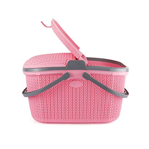 CELLO Knits Style Plastic Basket (Pink), Rectangular