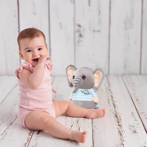 Webby Soft Animal Plush Elephant Toy 20cm, Blue & Grey