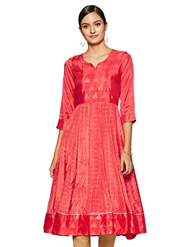 Rangriti Women's Synthetic a-line Kurta (RMMDESERT G2077_Coral_2XL (42))