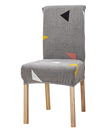 House of Quirk Elastic Chair Cover Stretch Removable Washable Short Dining Chair Cover Protector Seat Slipcover (Grey Trio)