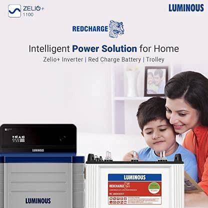 Luminous Inverter & Battery Combo with Trolley for Home, Office & Shops(Zelio+ 1100 Pure Sine Wave Inverter, Red Charge RC 18000ST 150Ah Short Tubular Battery & Trolley)