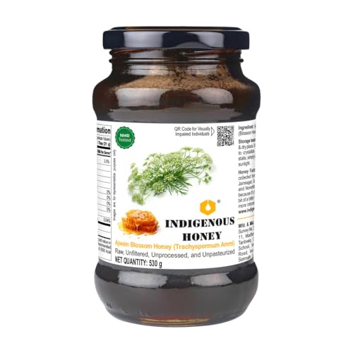 INDIGENOUS HONEY Thyme Honey dark and bitter NMR Tested Raw Unprocessed Natural Pure Original Honey 530 g Glass Jar (Pack of 1)