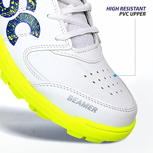 DSC unisex-adult Beamer Cricket Shoes Fluro Yellow-White Cricket Shoe - 10 UK (1502451)