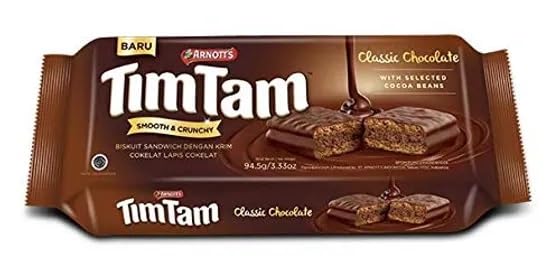 Arnott's Timtam Classic Creme Milk Chocolate Biscuit Filled With Smooth Delicious Milk Chocolate Cream 81g