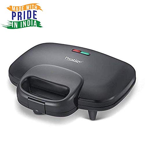 Prestige 800W Sandwich Maker (PSMFD 01)| Black | Heat Resistant Bakelite Body|Non-Stick Coating | Power Indicators | Oil Free Toasting