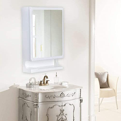 BRANCO New Look Multipupose Cabinet | Bathroom Plastic Corner Cabinet with Mirror|Bathroom Mirrors |1 Door |Storage (Made in India) - Ivory - BRC-727 (Plastic)