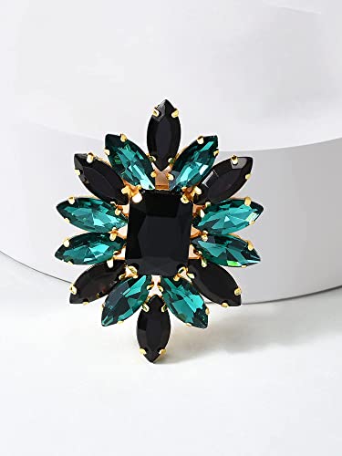 ZAVERI PEARLS Black & Green Crystal Shine Stones Party Bling Contemporary Adjustable Finger Ring For Women-ZPFK10011