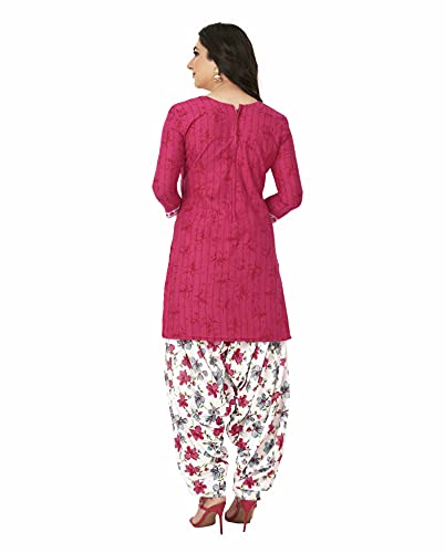 Miraan Cotton Printed Readymade Salwar Suit For Women (MIRAANSGPRI920XXL_Pink_XX-Large)