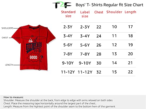 T2F Boy's Solid Regular Fit T-Shirt (10_Multicolor 2 2 3 Years)