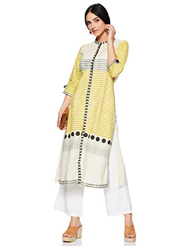 W for Woman Women's Cotton Kurta (18AUW17470-51123_Off White_S (8))