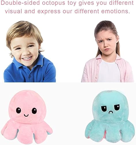 Storio Toy Octopus Plushie Reversible Soft Toys for Kids | Plush Soft Toys for Baby Boys and Girls | Octopus Soft Toy for Kids -18cm