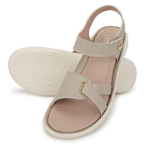 VENDOZ Women Stylish Cream Flat Sandals