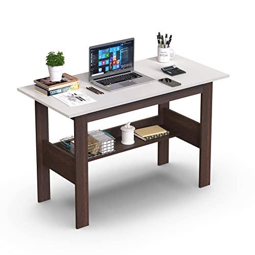 BLUEWUD Efflino Engineered Wood Study and Computer Laptop Table for Home or Office, WFH Desk, with Storage for Books and Décor Display for Adults Kids Students - Large (Wenge & White)