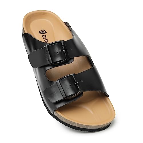 Ortho + Rest Men's Fashionable Cork Sandals | Light weight, Comfortable & Trendy |Adjustable Buckle Straps Casual All Day Wear