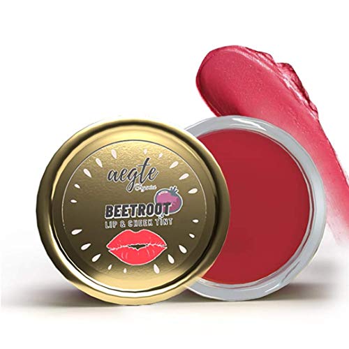 Aegte Organics Beetroot Lip & Cheek Tint for Women 100% Organic & helps lighten dark lips Edible formulation helps Nourish & Hydrate Dry Chapped Lips (Real Beetroot & Tomato Extracts, 15 Gm)