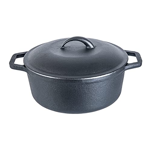 Wonderchef Forza 25 cm Cast-Iron Casserole with Lid | Pre-Seasoned Cookware | Induction Friendly | 4.7 L | 3.8 mm with Lifetime Exchange Warranty