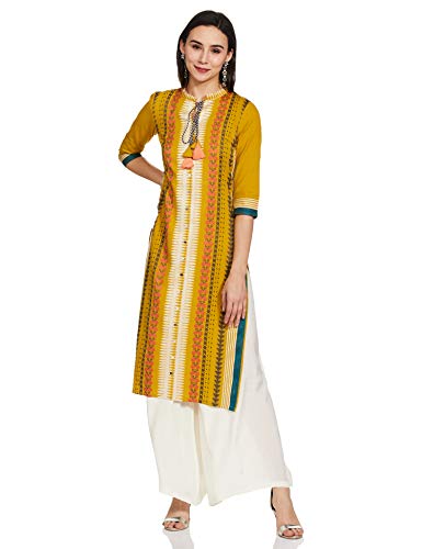 W for Woman Women's Cotton Kurta (18AUW17476-72536_Yellow_M (10))