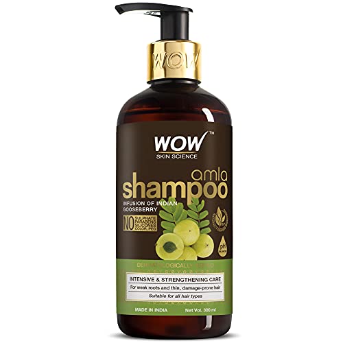 WOW Skin Science Amla Shampoo For Weak, Thin and Damage Prone Hair | Provide Healthy, Nourished and Strong Hair | No Parabens, Sulphates or Silicon | For Men & Women - 300 ml