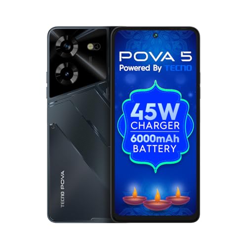 TECNO Pova 5 (Mecha Black, 8GB RAM,128GB Storage) | Segment 1st 45W Ultra Fast Charging | 6000mAh Big Battery | 50MP AI Dual Camera | 3D Textured Design | 6.78”FHD+ Display