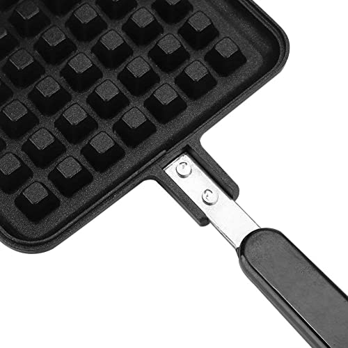 Stove Top Iron Waffle Maker,Deep Fill Non-Stick Plates Teflon Coating for Easy Clean Mini Waffle Baking Pan Bakeware for Snacks Breakfast