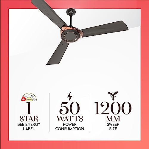 Polycab Superb Neo 1200 mm High Speed 1 Star Rated 52 Watt Ceiling Fan with Corrosion Resistant G-Tech Blades and 2 years warranty (Jaco Bean Bronze Gold)