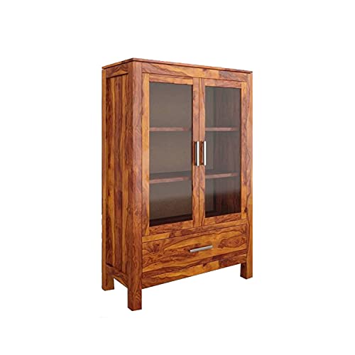 The Attic Hepburn Kitchen Cabinet Multipurpose Cabinet for Bedroom Living Room Study bar|Solid Wood Bookshelf/Kitchen Cabinet|Honey Matte Finish