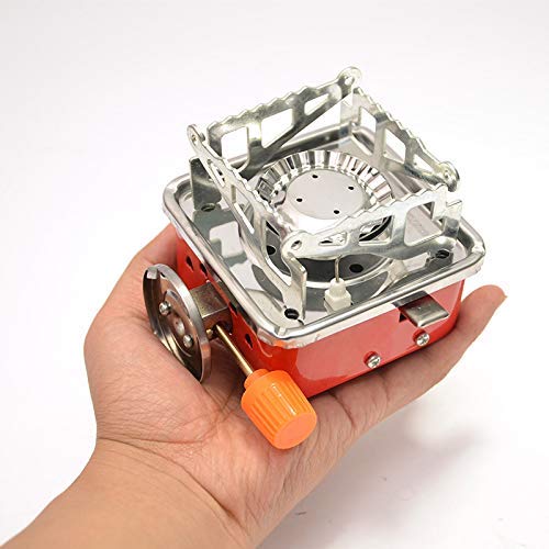 HEBEZON Aluminium Portable Butane Gas Burner/Stove For Camping With 1 Pc Butane Gas Can Picnic Folding Stove With Storage Bag (Square Stove)