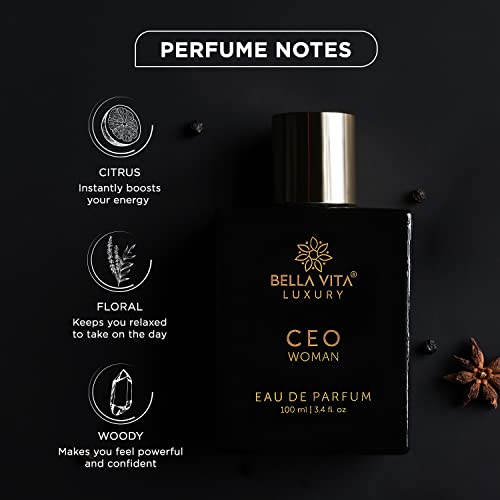 Bella Vita Luxury CEO Woman Eau De Parfum Perfume with Ylang Ylang, Vanilla, Musk, Tonka & Plum|Spicy Long Lasting EDP Liquid Fragrance Scent for Women 100ml