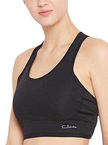 Clovia Women's Polyester Medium Impact Non-Padded Wirefree Full Cup Sports Bra (BR2158P13_Black_XL)