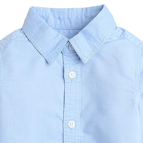 Hopscotch Boys Cotton Blend Solid Shirt And Pant Set In Blue Color For Ages 3-4 Years (BYB-2821580)