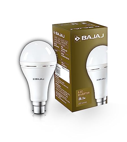 Bajaj LEDZ 8.5W Rechargeable Emergency Inverter LED Bulb, Cool Day Light, White, Upto 4 Hours Battery