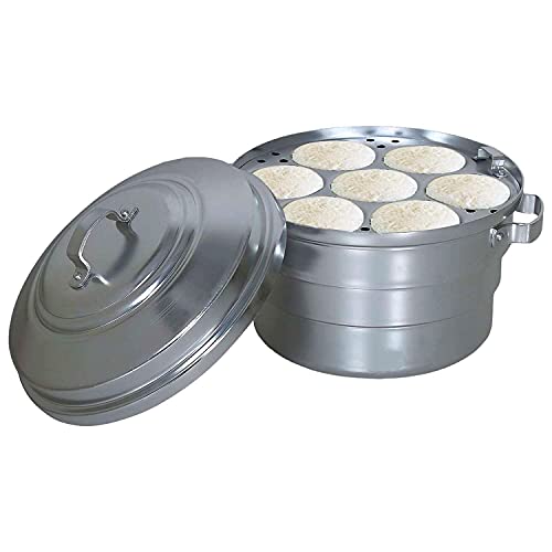 Subaa Anodised(Hindalium) Aluminium Idli Maker/Non-Whistling Traditional Idli Cooker/Idlipot/Idli Steamer Cooking 16 Idlis Size 16, White Color, LPG Stove Compatible Only- 3 Idly Plate