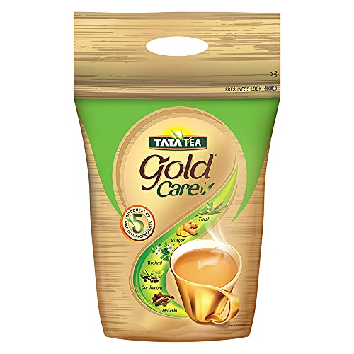 Tata Tea Gold Care, Rich in Taste, Goodness of Elaichi, Ginger, Tulsi, Brahmi & Mulethi, Black Tea, 1kg